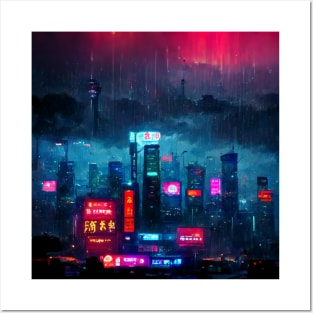 Endless Neon - Cyberpunk Cityscape Skyline Posters and Art